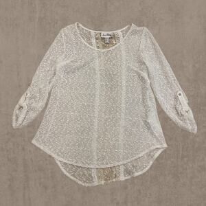 Joseph Ribkoff Sheer Knit Sweater Top, 8 | White Mesh, Lace Bridal, Cottagecore